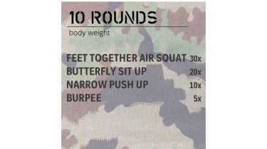 Full body workout: 10 rounds - body weight