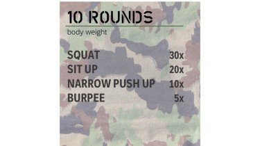 Full body workout: 10 rounds - body weight