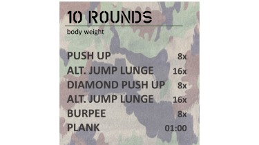 Full body workout: 10 rounds - body weight